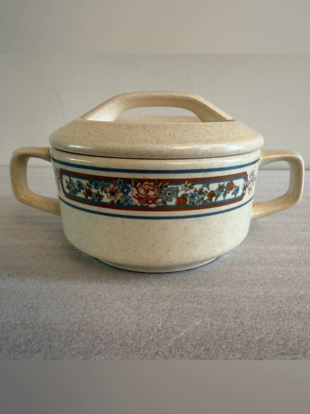 Vintage Lenox Temper-Ware “Coral Blossom” Sugar Bowl with Lid